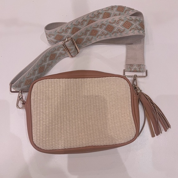 Ahdorned Handbags - Ahdorned straw vegan leather small crossbody bag